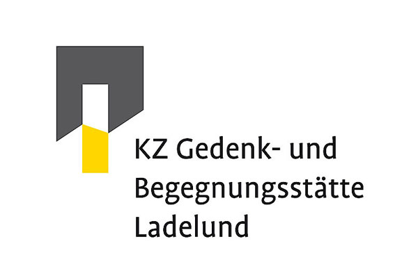 Logo der KZ Gedenk-und Begegnungsstätte Ladelund und Link zur Website.
